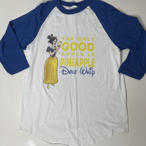 Baseball Tee Snow White DIsney SIze L Dole Whip Funny Unisex Blue White - Picture 1 of 10
